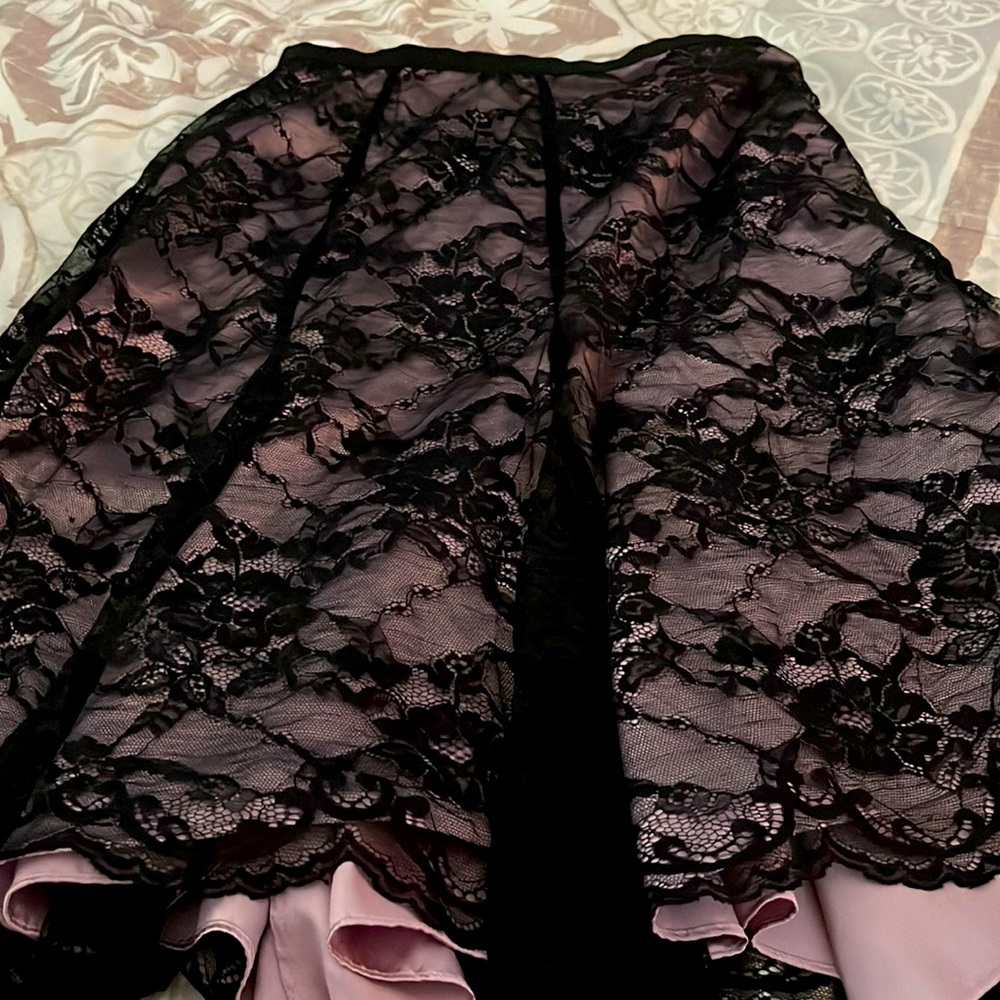 Mid-length skirt.